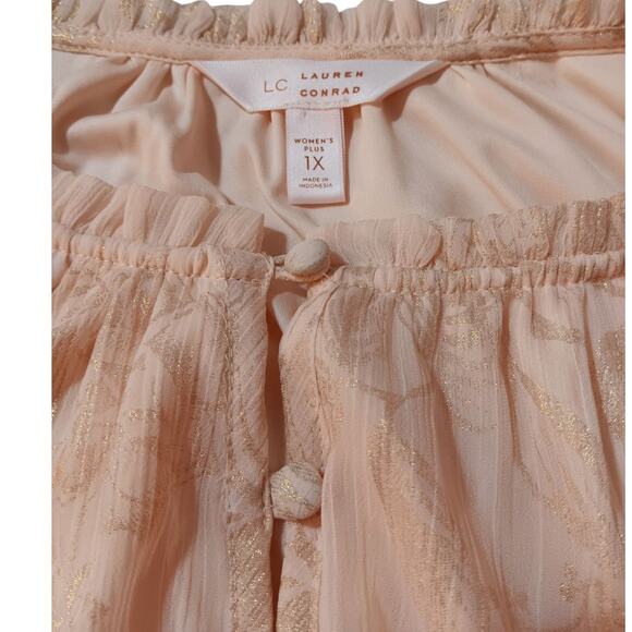 Boho Fairy Romantic Blouse Peasant Top 1X Flowy Ruffles Floral Roses Cottagecore - Picture 8 of 12